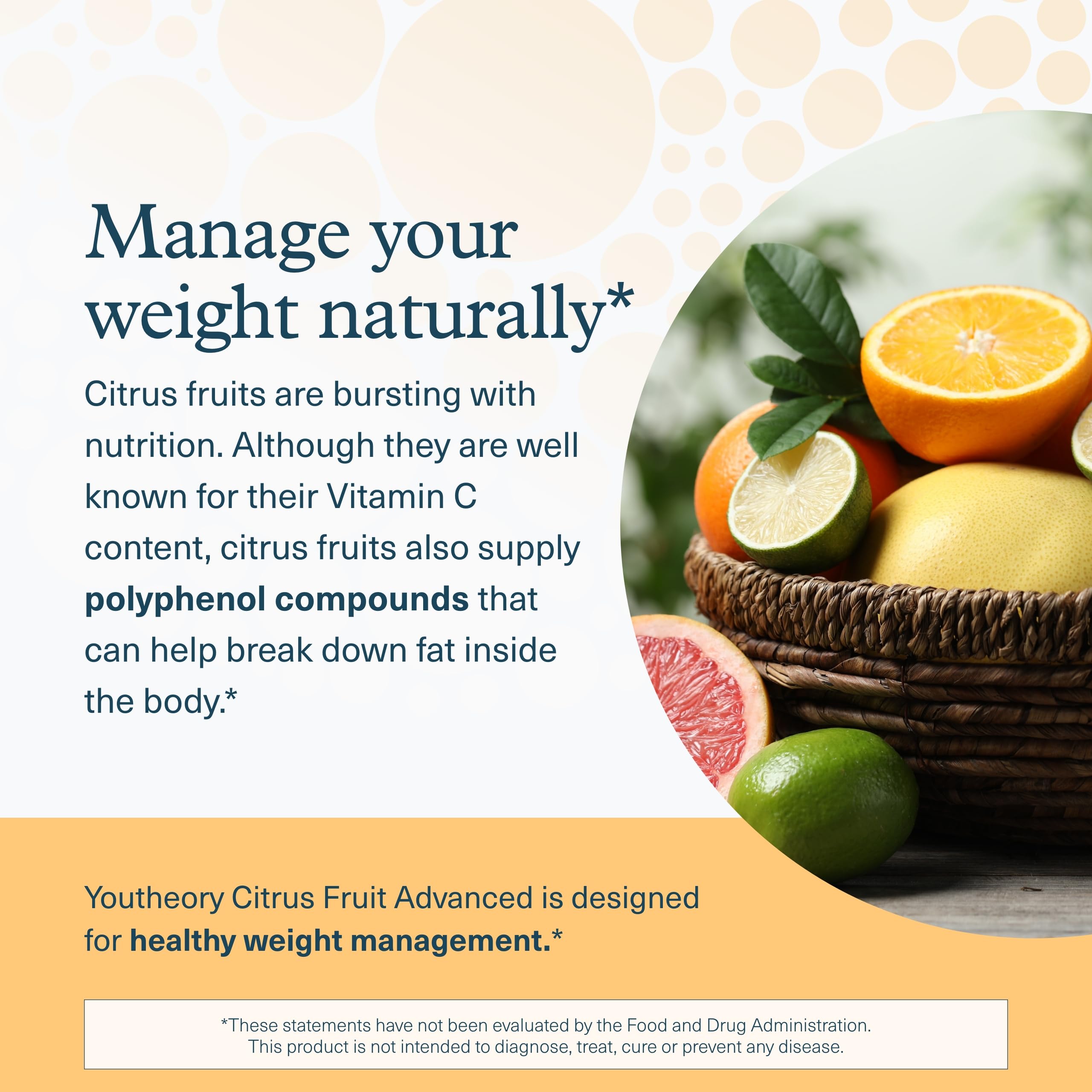 Polifenoles cítricos al 90% en Youtheory Slimming Citrus Fruit para apoyo de funciones corporales