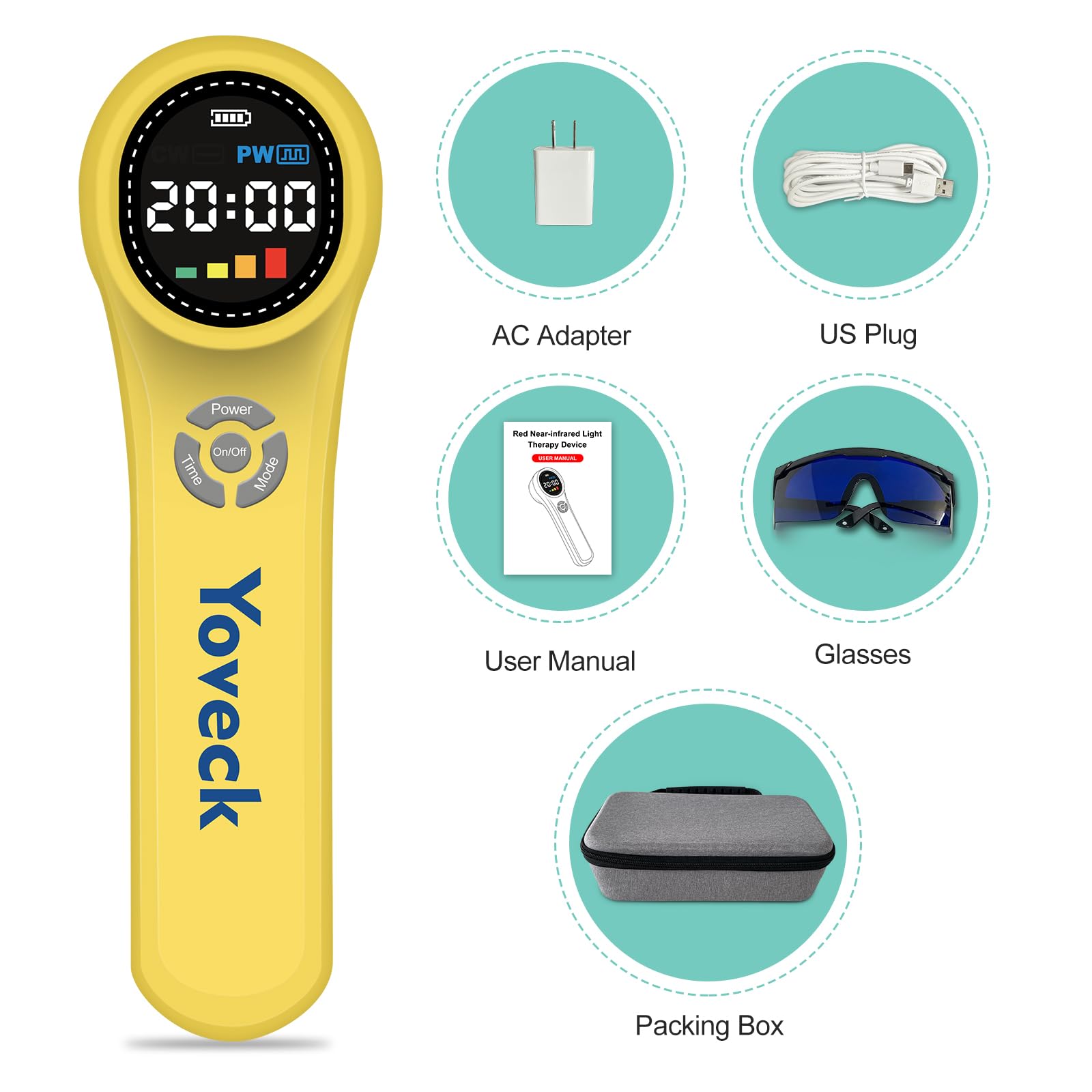 Yoveck Paquete incluye gafas, adaptador y manual para empezar.