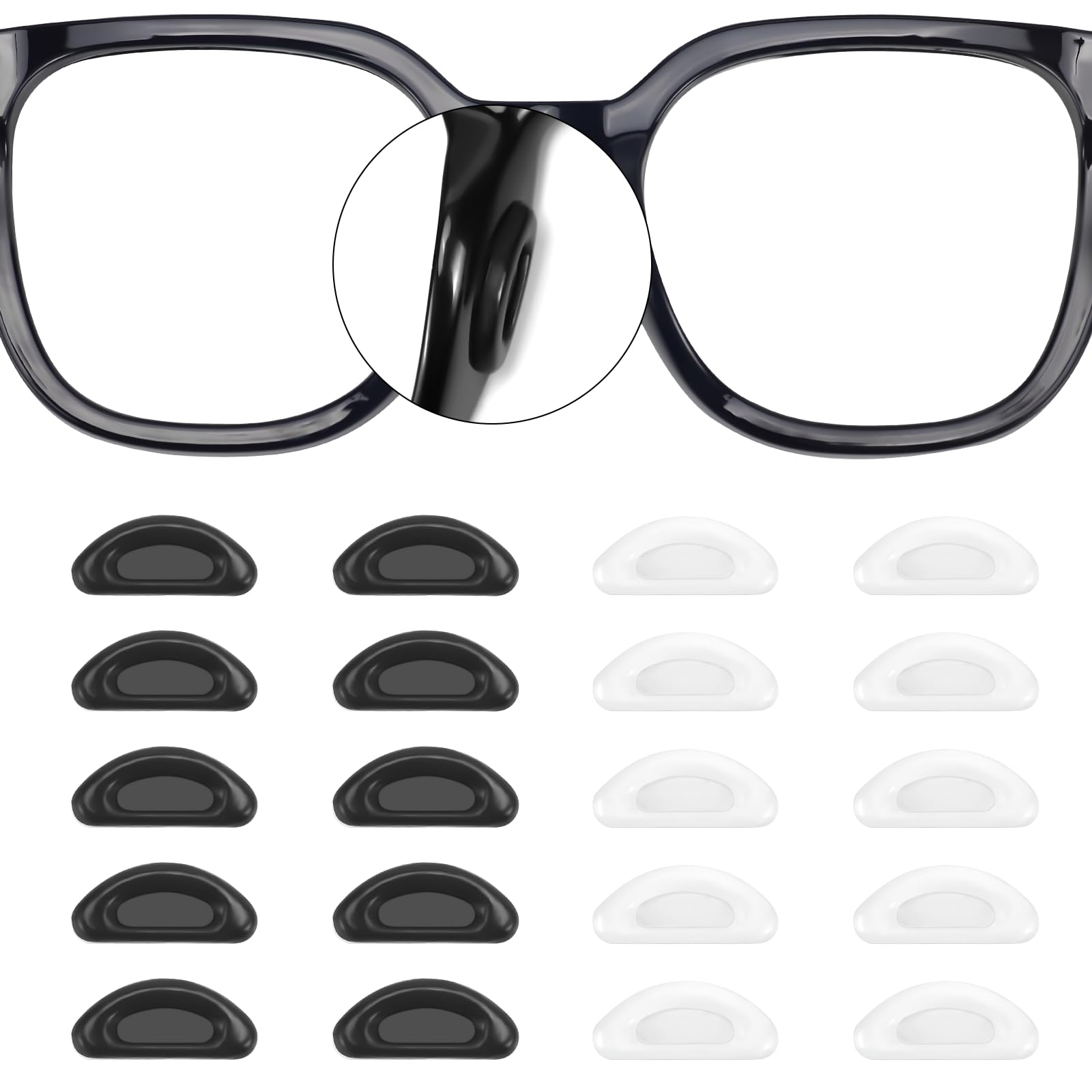 YR almohadillas nasales de silicona adhesivas para gafas, agarre antideslizante durante actividades.