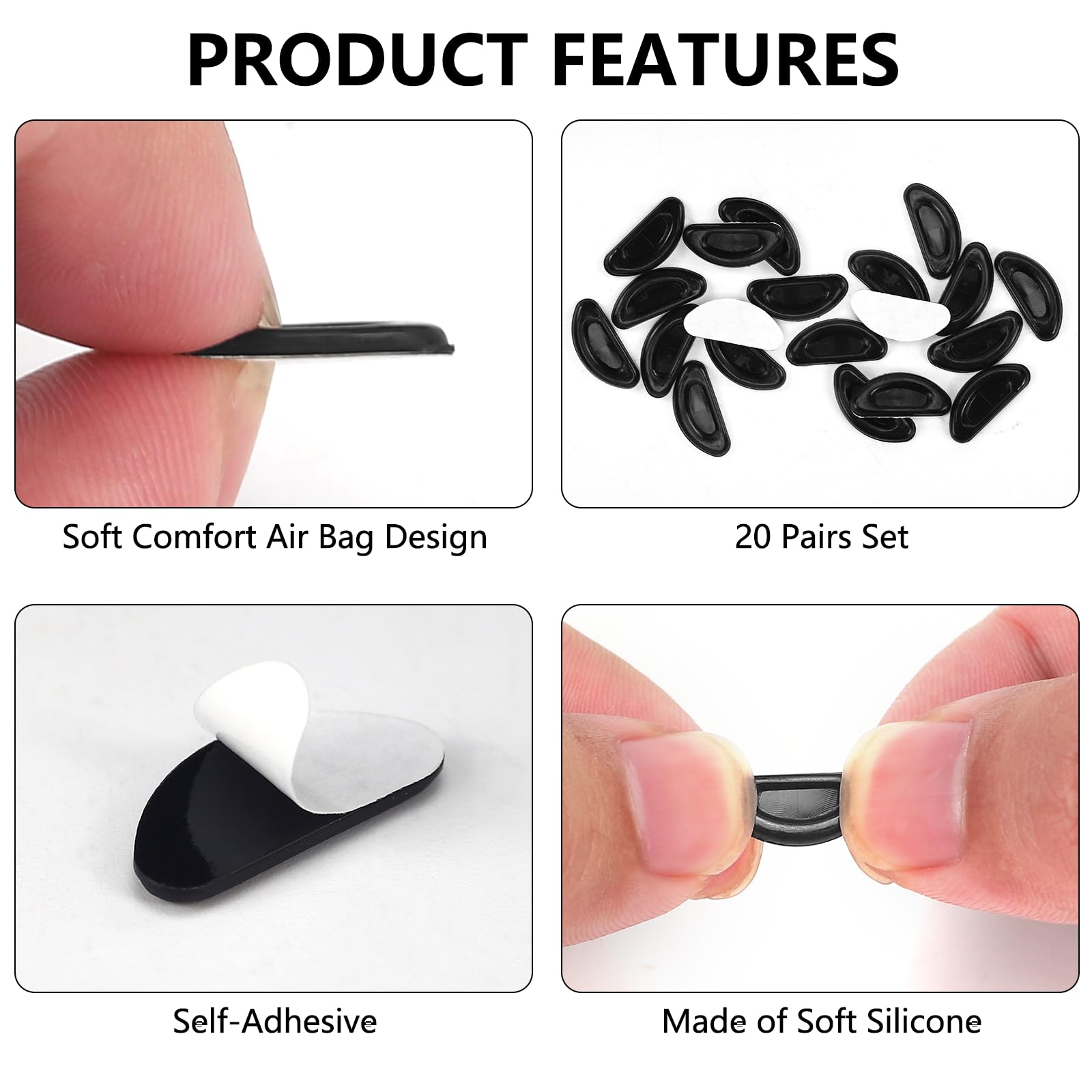 YR almohadillas transparentes para gafas con ajuste cómodo para uso diario.