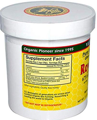 Etiqueta nutricional clara de YS Eco Bee Farms para conocer ingredientes.