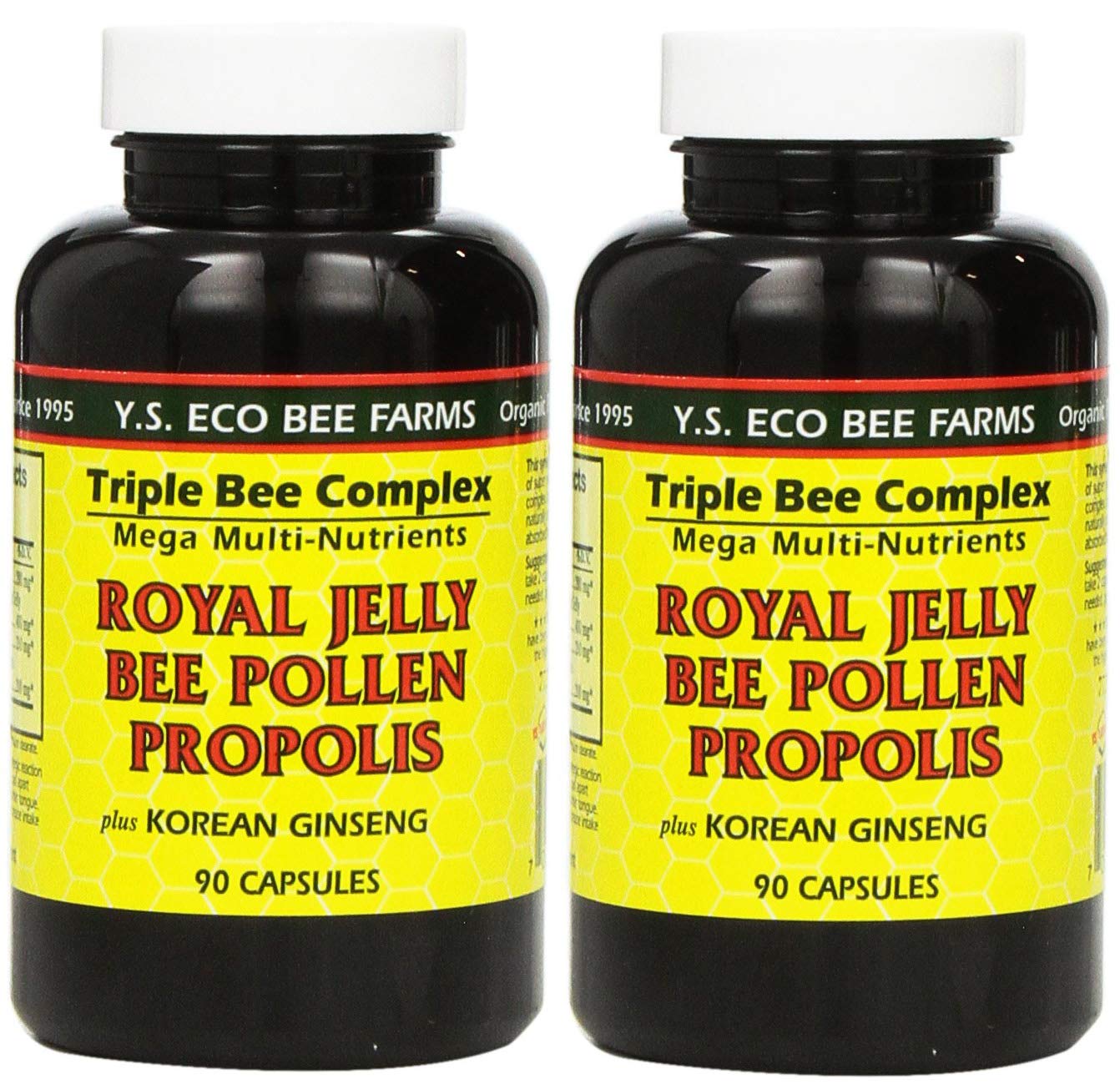 YS Eco Bee Farms jalea real en cápsulas para energía diaria.