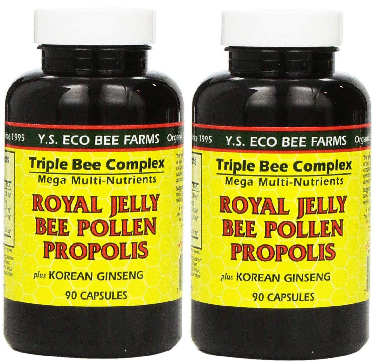 YS Eco Bee Farms jalea real en cápsulas para energía diaria.