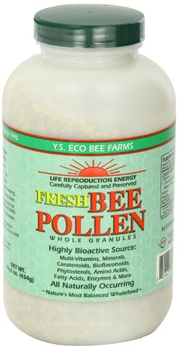YS Eco Bee Farms Polen de abeja, etiqueta con información de ingredientes.