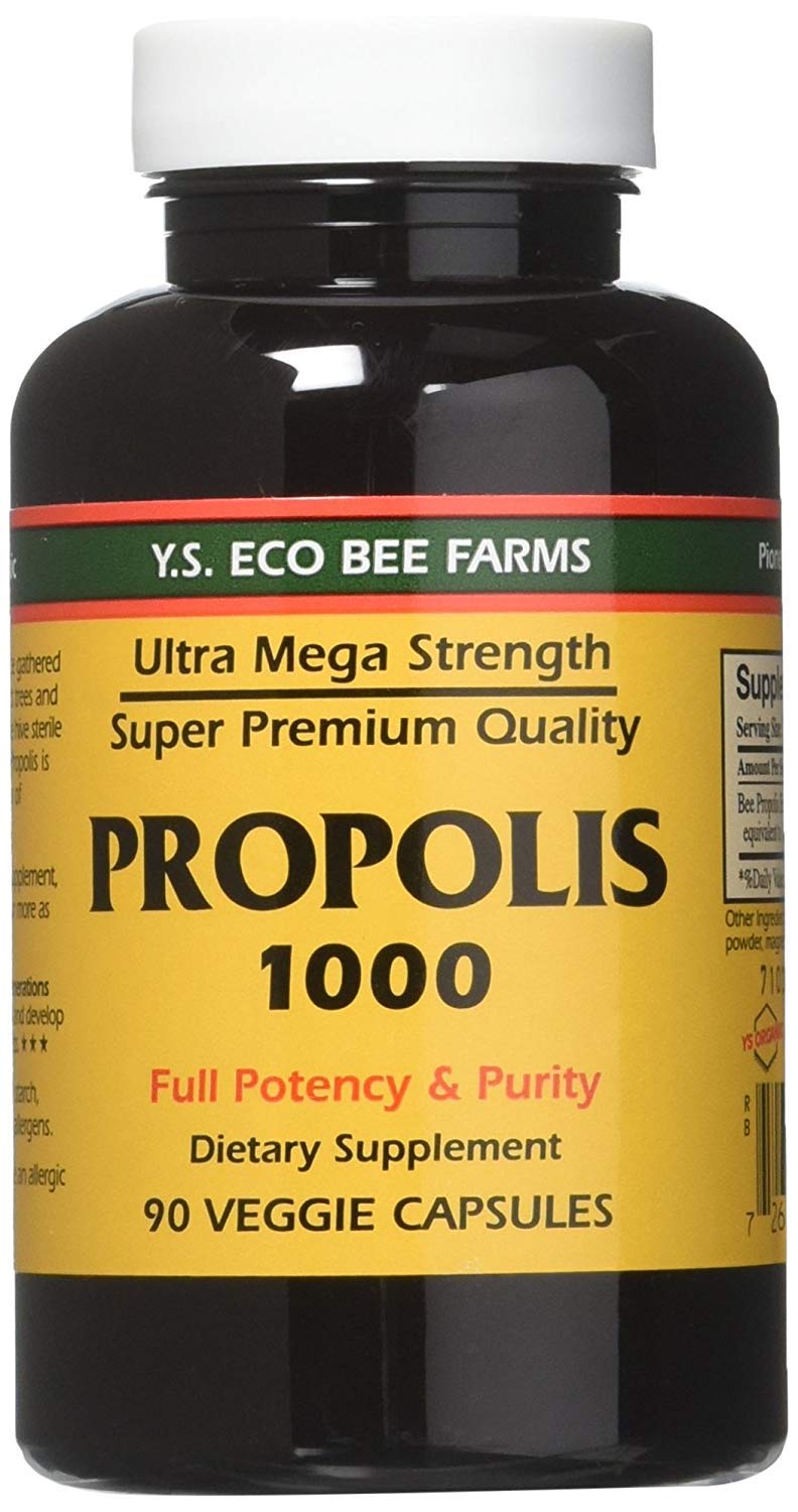 YS Eco Bee Farms Propolis 1000, cápsulas fáciles de tragar para uso diario