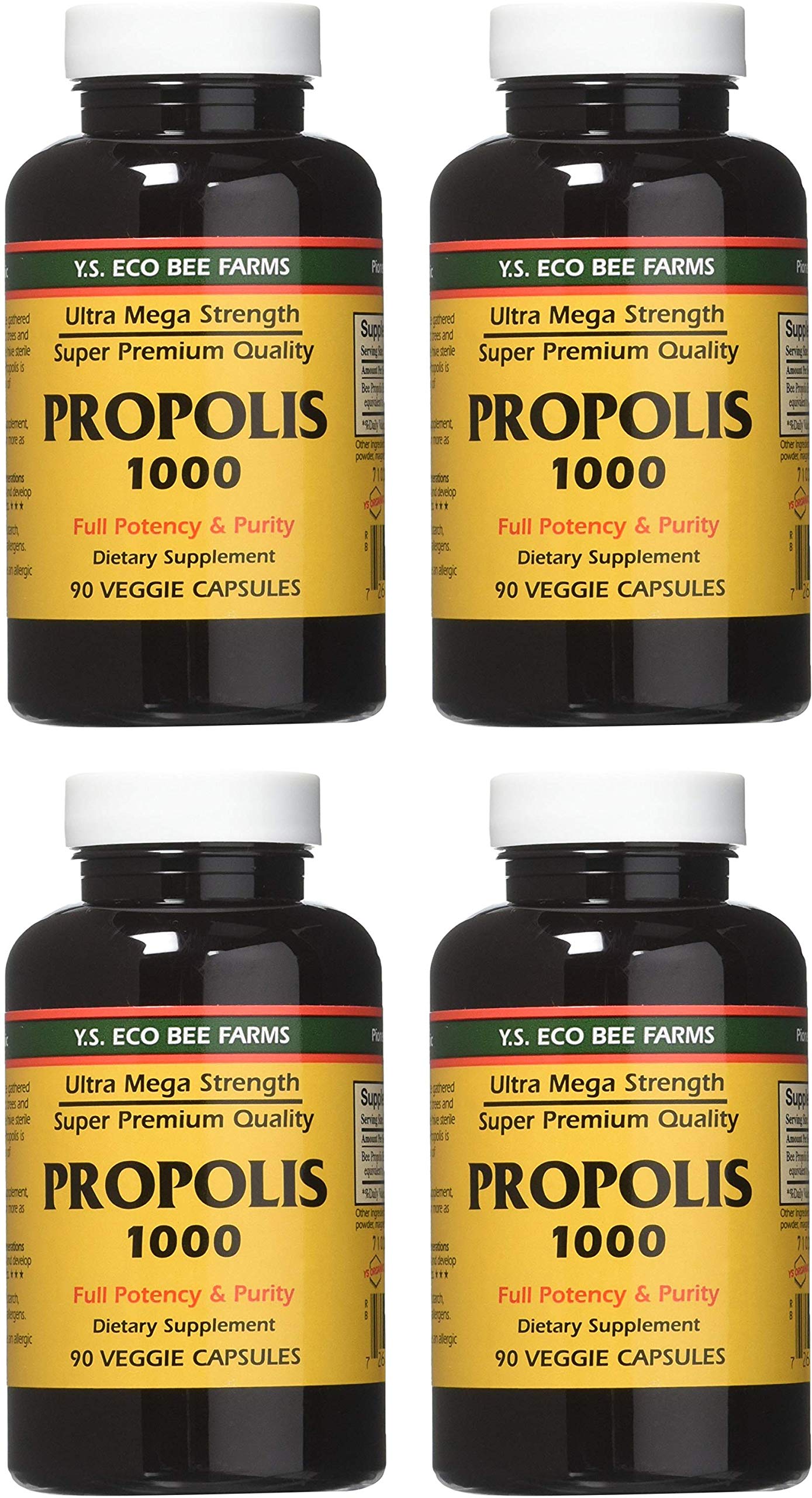 YS Eco Bee Farms Propolis 1000, cápsulas en envase práctico para uso diario