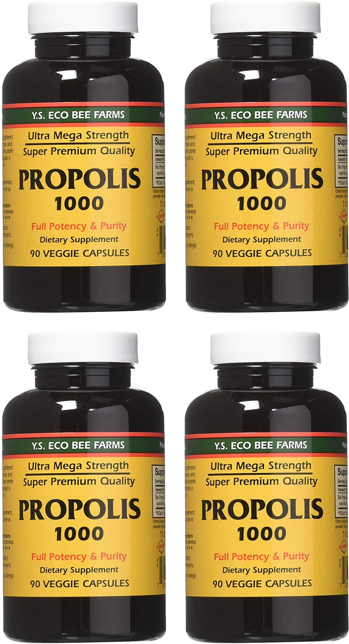 YS Eco Bee Farms Propolis 1000, cápsulas en envase práctico para uso diario