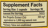 YS Eco Bee Farms Propolis crudo 1000 mg, etiqueta en caja, suplemento diario recomendado.