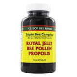 YS Organics Triple Bee Complex; etiqueta visible, mezcla de propóleos y polen para bienestar.