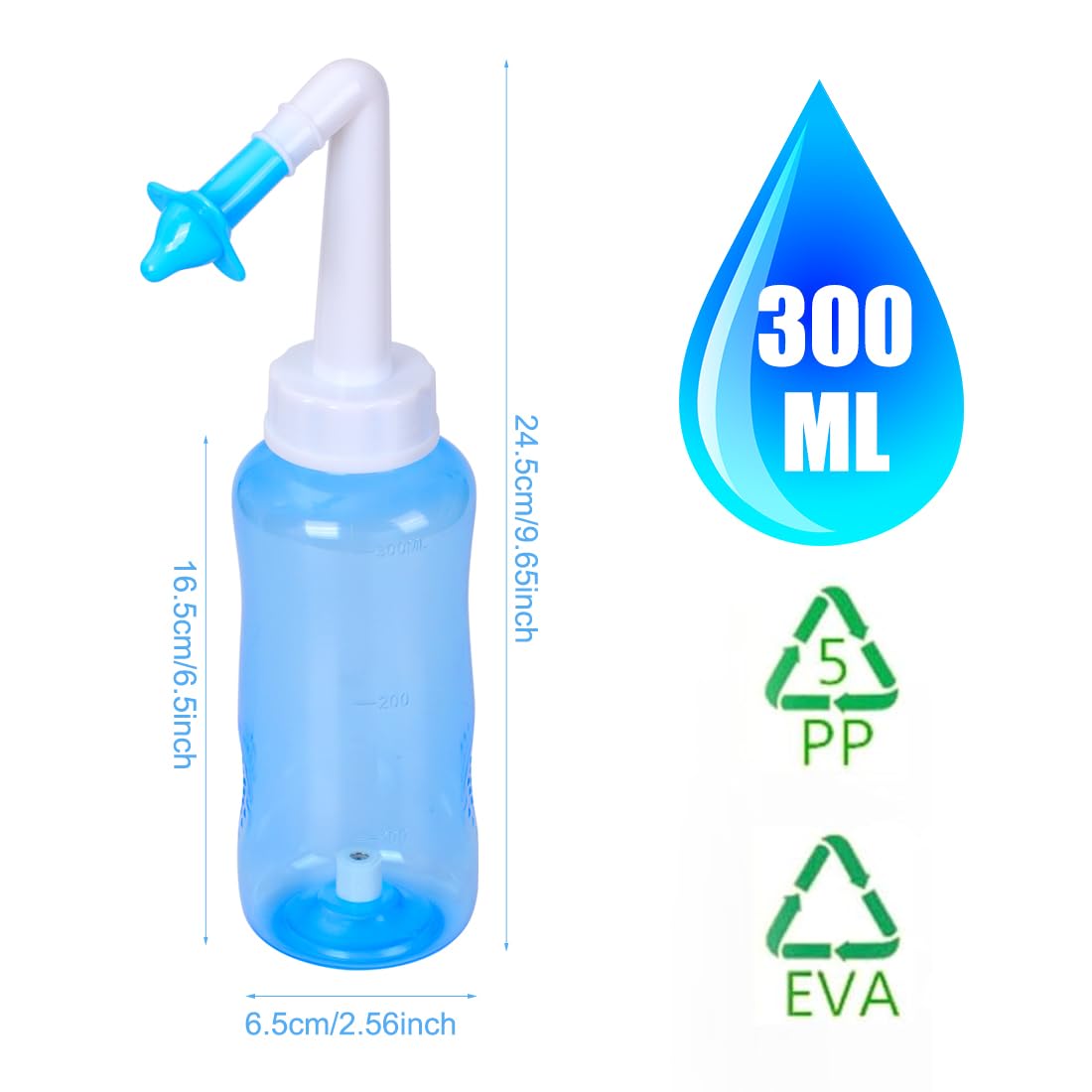 Neti Pot YSYONM: boquilla adulta para irrigación nasal precisa y cómoda.