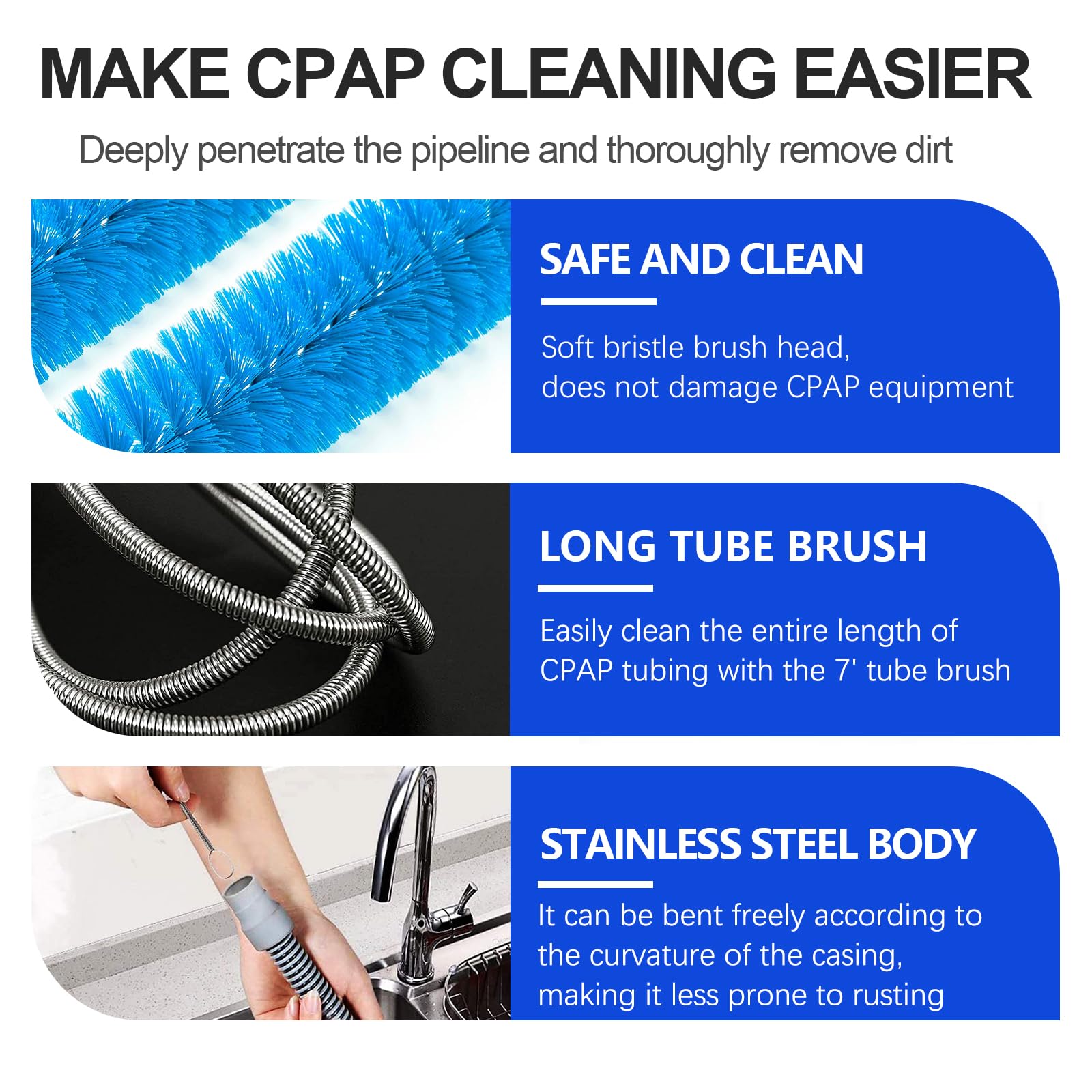 Cepillo manguera flexible Yueerbao para curvas y recovecos