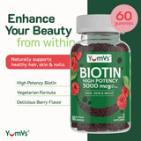 Gominolas de Biotina Yum-V'S frambuesa, primer plano de textura suave