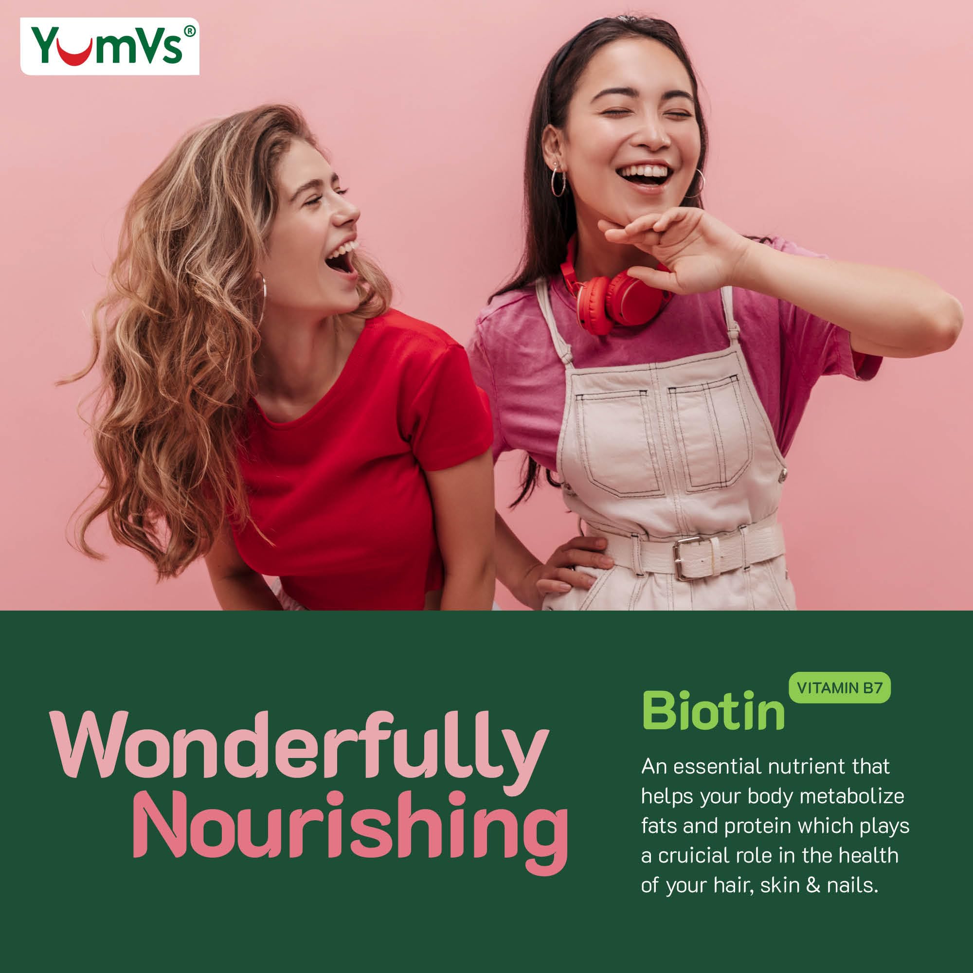 Caja Yum-V'S Biotina, presentación de 60 gominas para uso diario