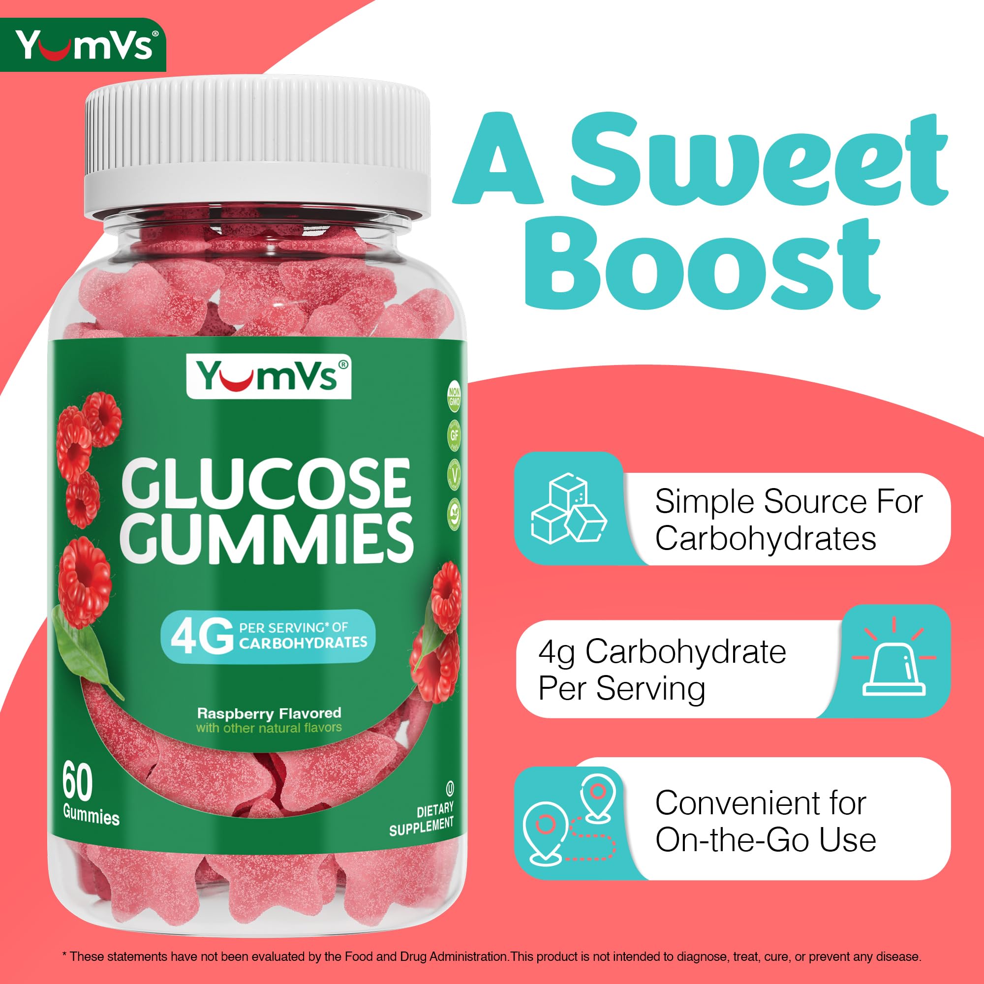 Uso diario de YUM-V'S Glucosa en escuela y trabajo, snack práctico.