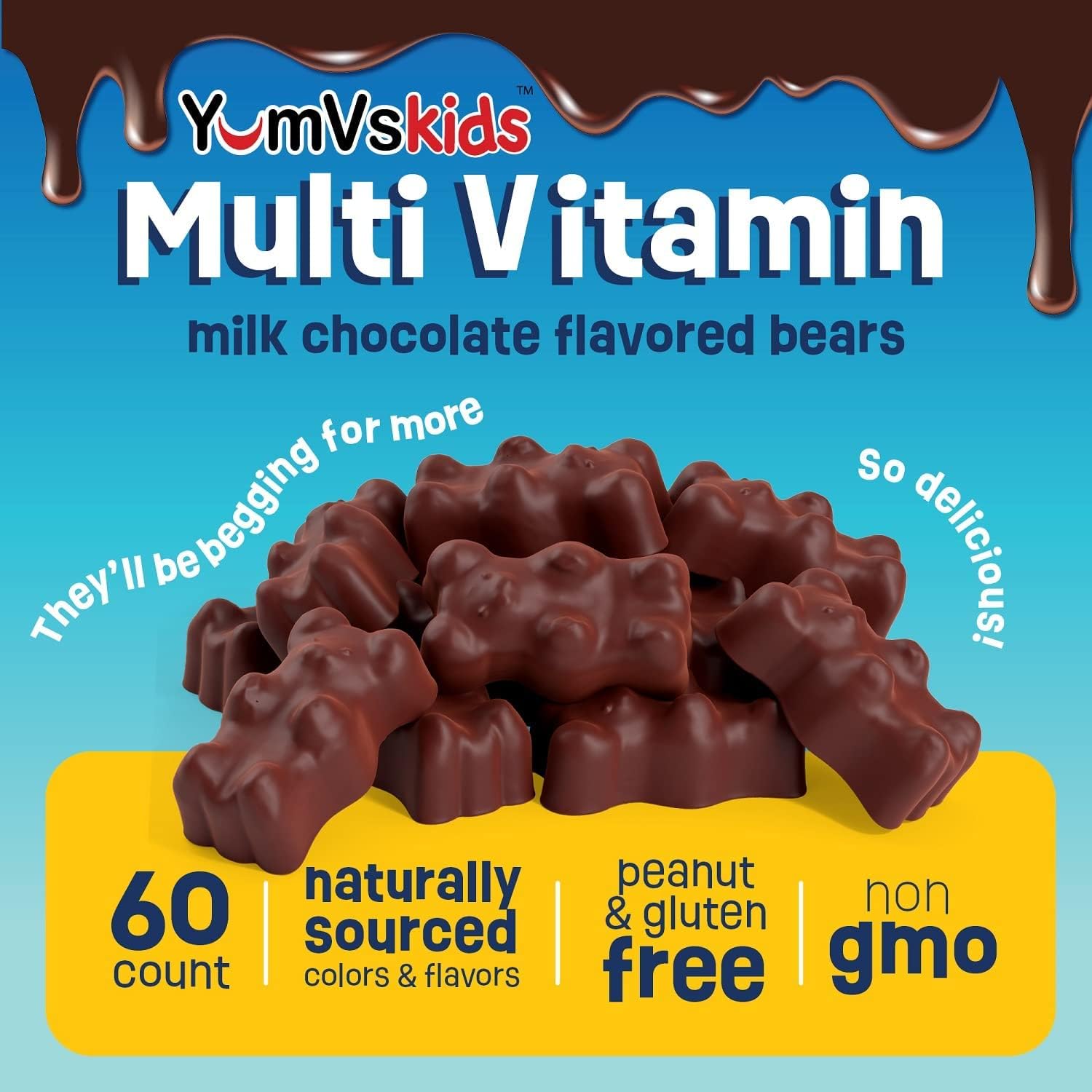 YUM-V'S ositos chocolate para niños, detalle de forma suave y sabor