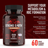 Gominolas de sabor uva de YUM-V'S Strong Earth Iron, ideal para apoyar la ingesta diaria.