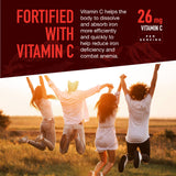 Envase de YUM-V'S Strong Earth Iron con vitamina C para mejor absorción.