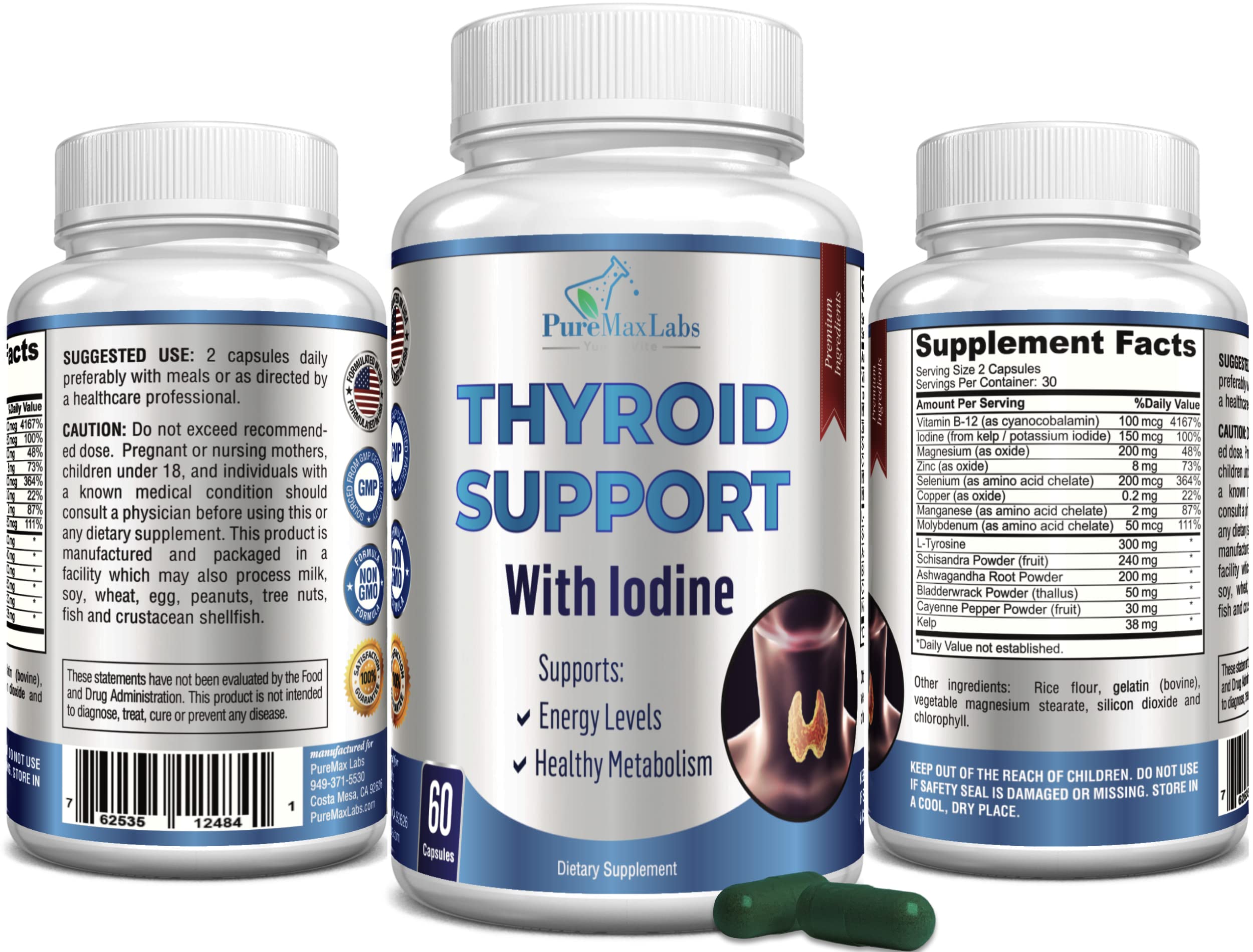 YUMMYVITE Thyroid Support presentación: diseño compacto perfecto para viaje.