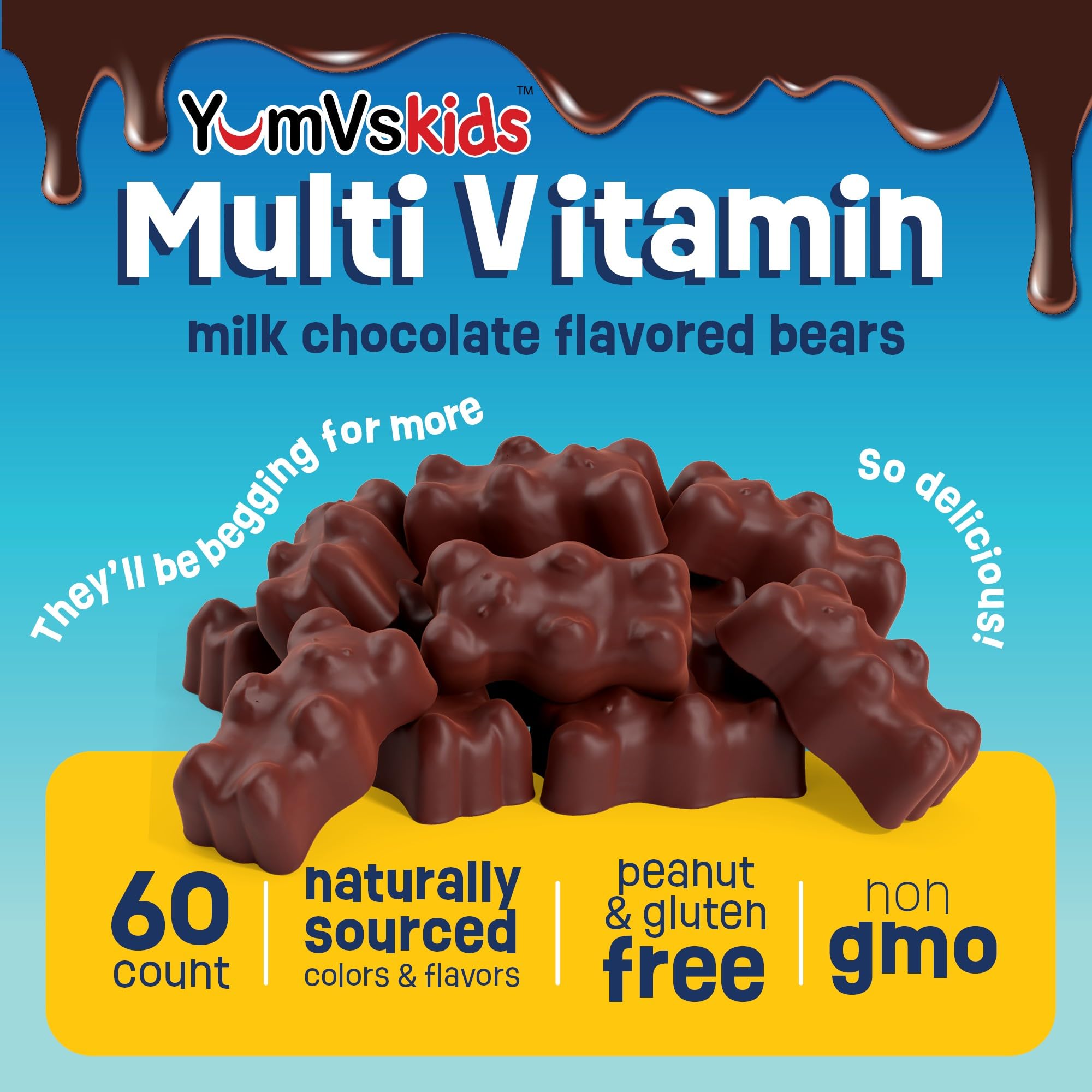 YUM-V'S envase blister de 60 unidades para uso diario.