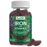 Gomitas YUM-V'S de hierro con vitamina C, envase frontal para compra rápida.