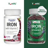 Gomitas sabor uva de YUM-V'S con 10 mg de hierro para niños.