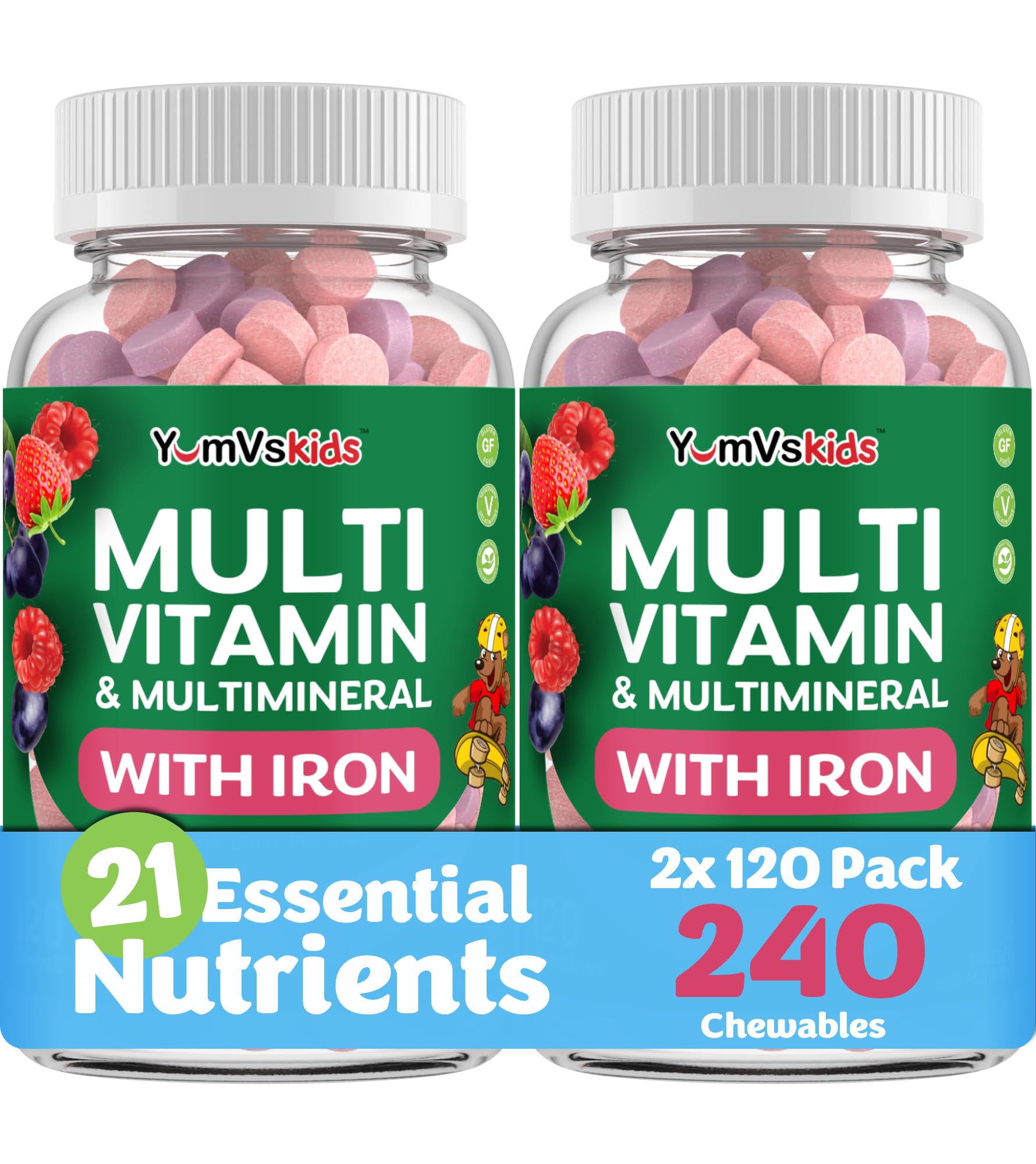 YUM-V'S Kids Multivitamin, botella-fruta, apoyo nutricional diario