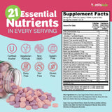 YUM-V'S YumVs Kids Multivitamin tabletas sabor uva para niños, consumo fácil.