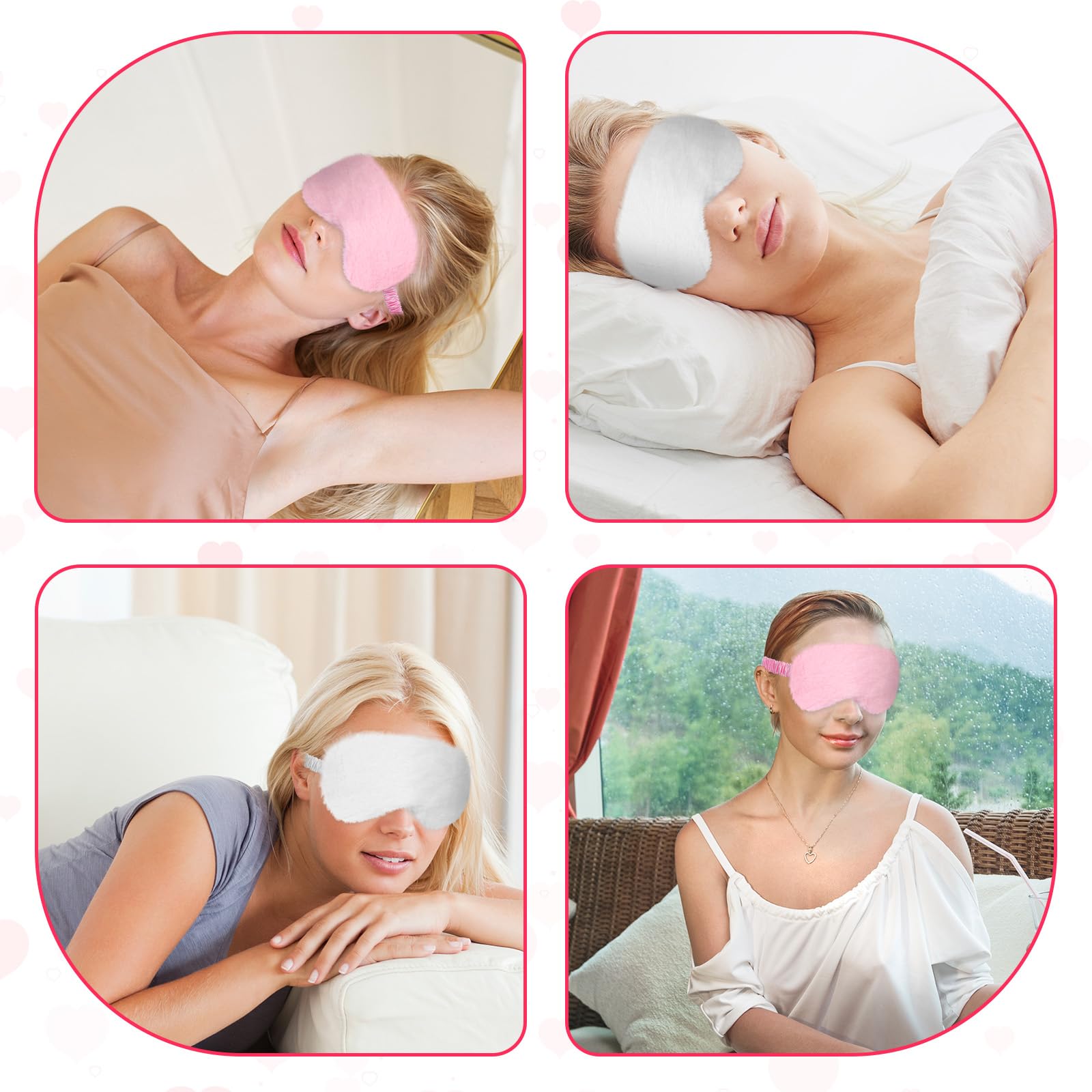 Yuomeaz mascarilla de ojos peluche rosa, bloqueo suave de la luz.
