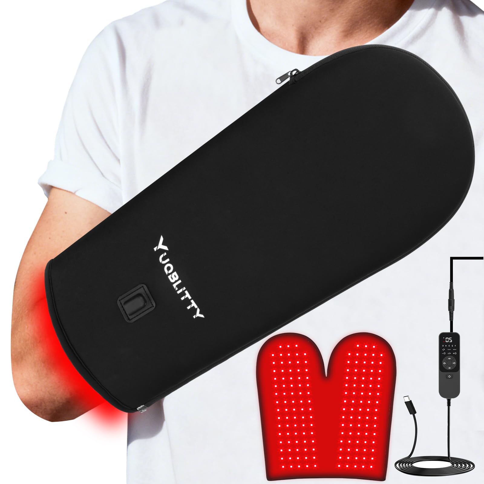 Guante de luz roja YUQBLITTY para la mano, alivio suave y relajación diaria