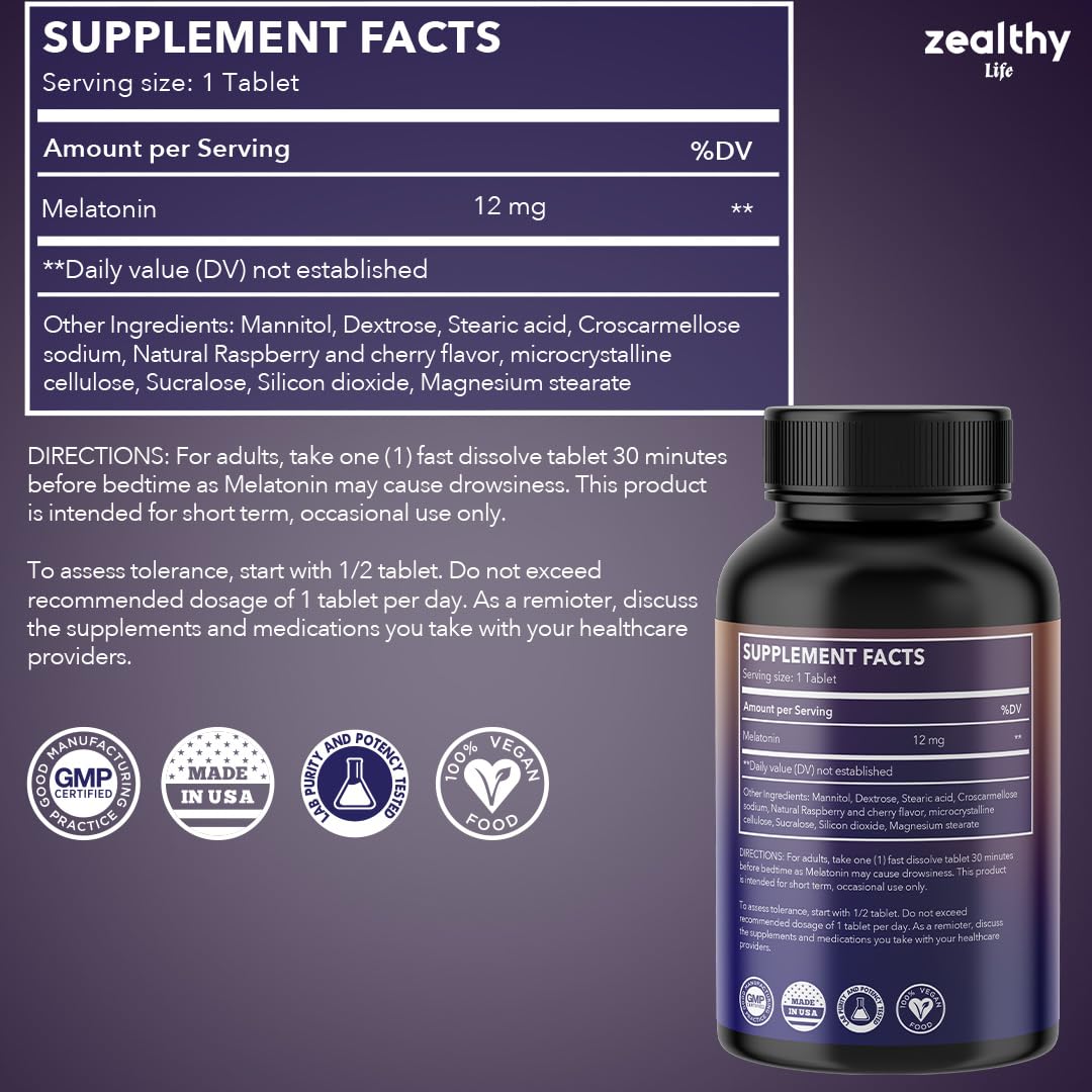 Melatonina de Z Zealthy Life, sabor fruta natural para una experiencia nocturna agradable.
