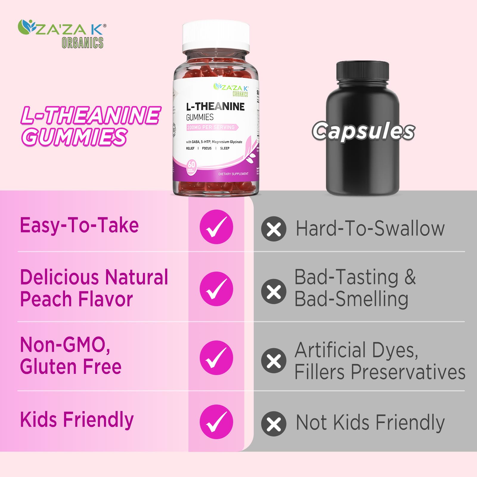 ZA'ZA K ORGANICS: adulto estudiando con gomita de L-teanina.