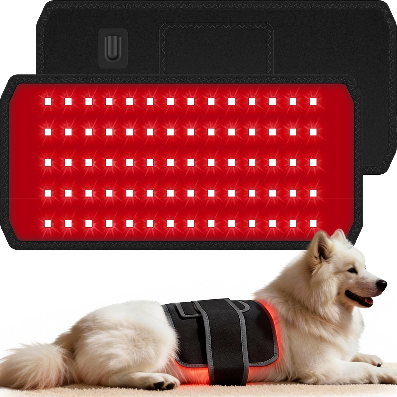 ZAEXAE cinta de terapia luz roja para perro en espalda, promueve relajación y confort