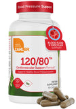 Zahler 120/80 botella de cápsulas para apoyo cardiovascular y bienestar diario.
