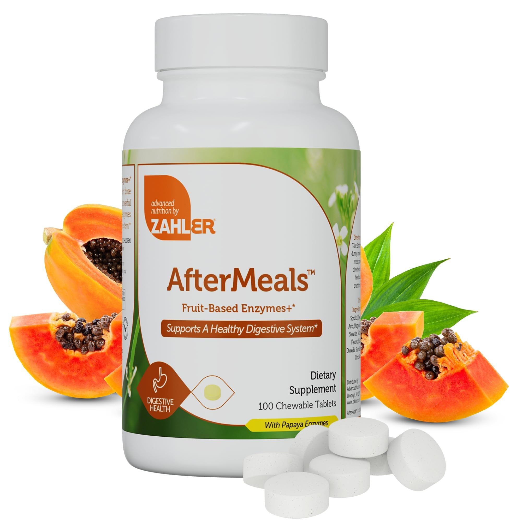 Zahler AfterMeals tabletas masticables con sabor frutal para la digestión