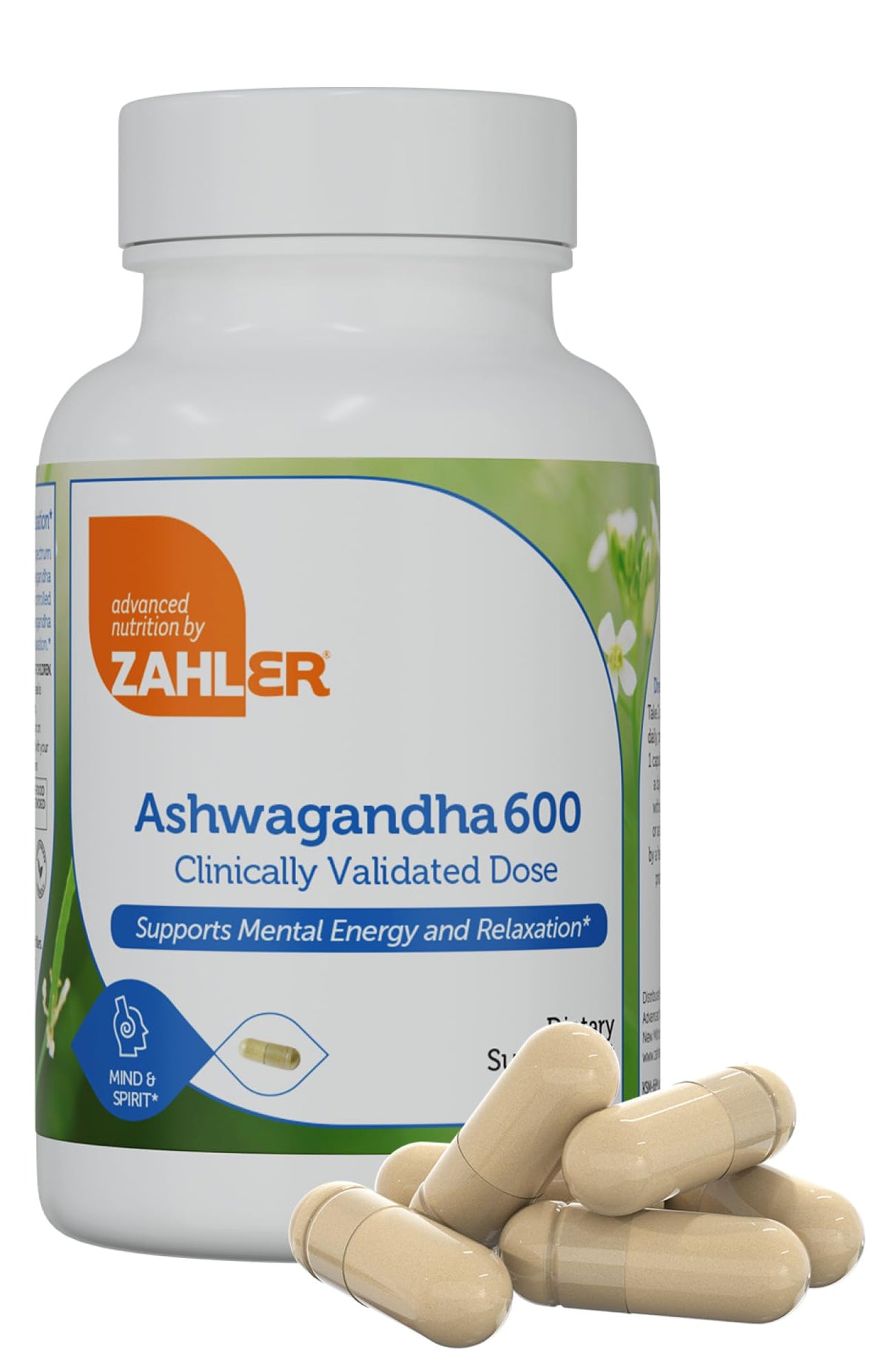 Zahler Ashwaganda cápsulas 600 mg, cápsulas de suplemento para apoyo diario frente al estrés