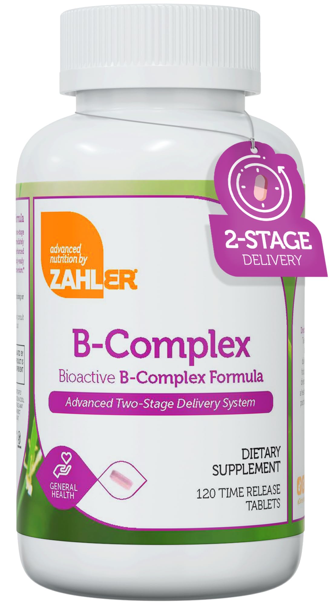 Zahler B-Complex tabletas en frasco para energía diaria.