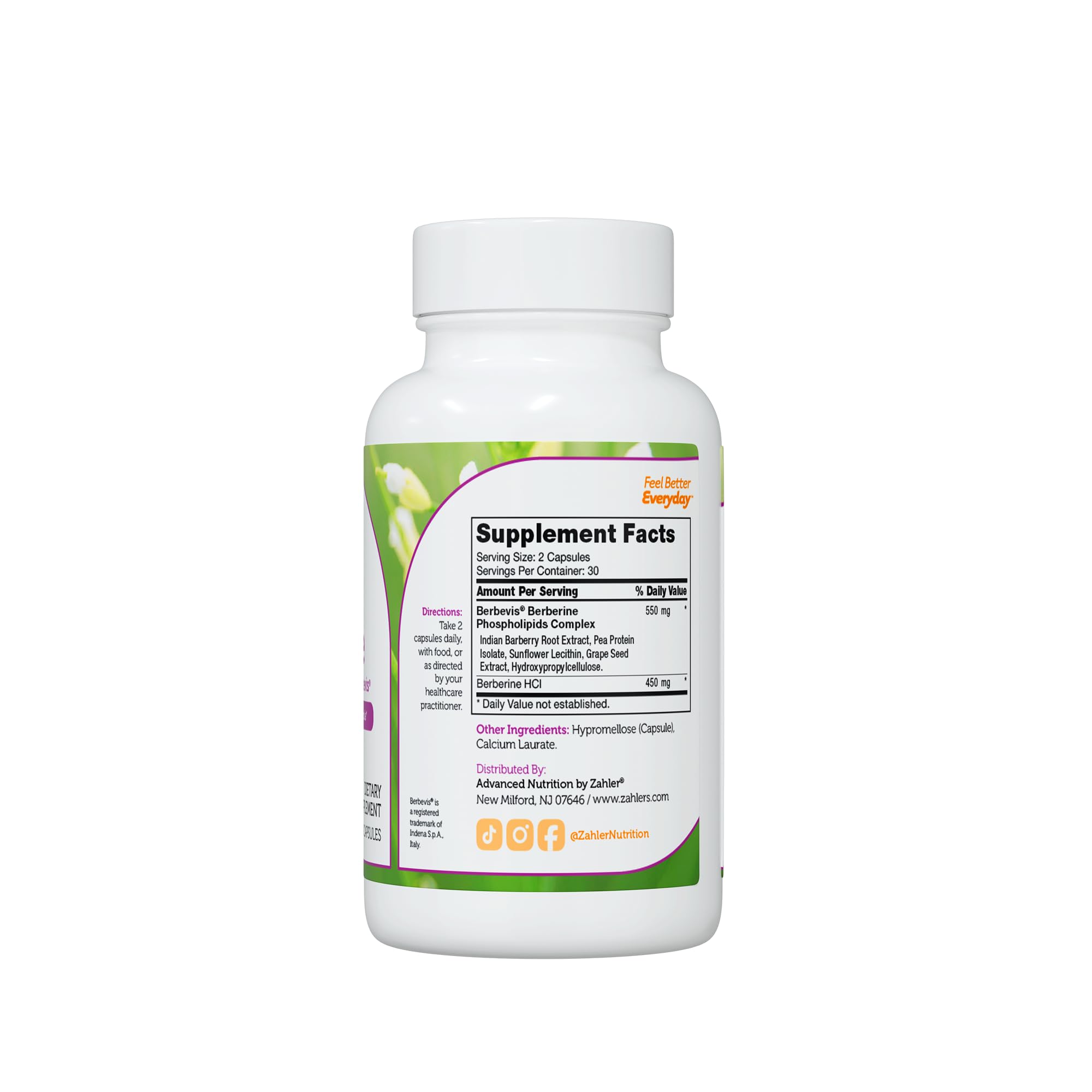 Berberina Zahler con berbevis de 550 mg, soporte glucosa