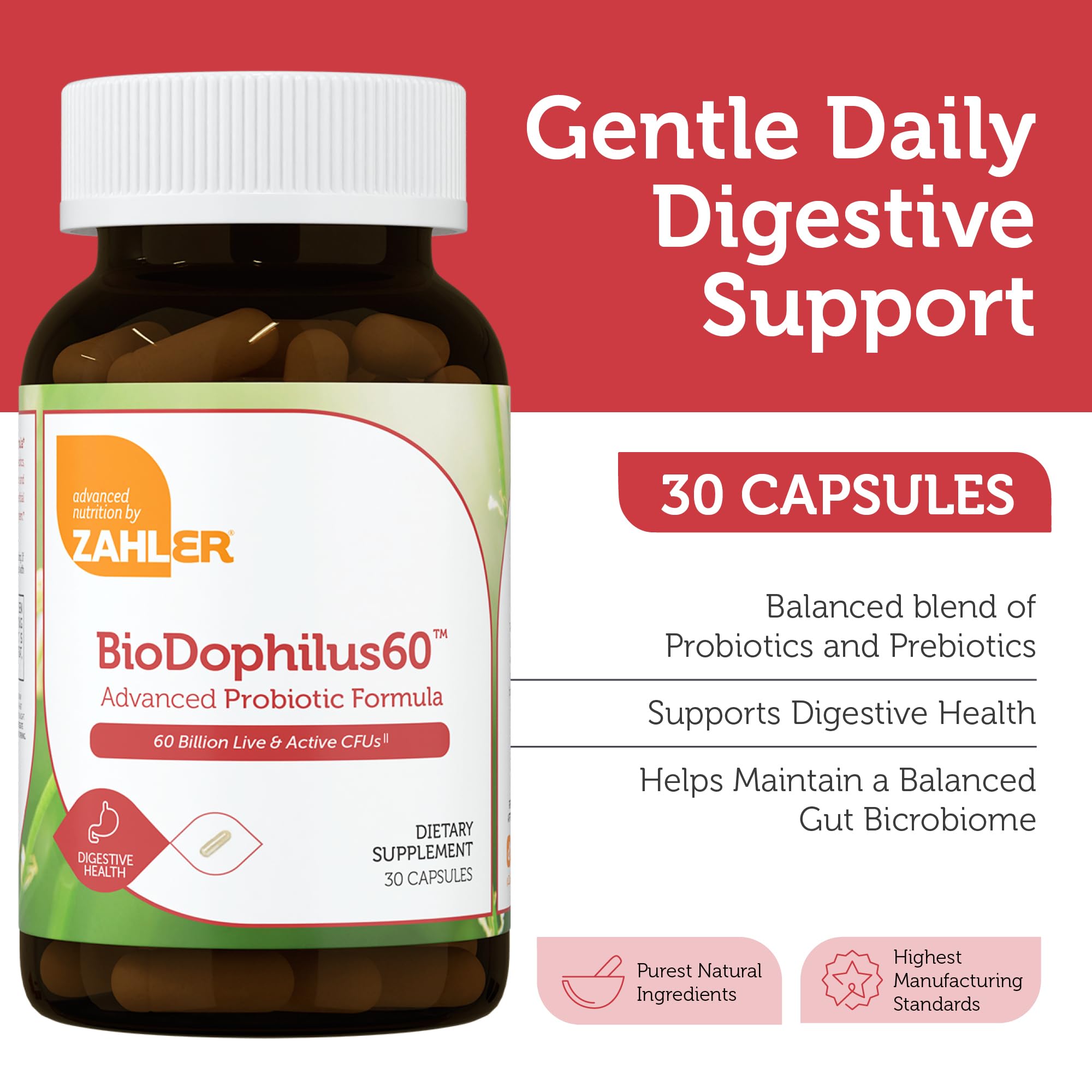 Zahler Biodophilus, cápsulas en blister para fácil transporte.