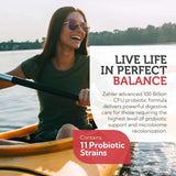 Capsulas de Zahler BioDophilus100 muestran 11 cepas para equilibrio intestinal.