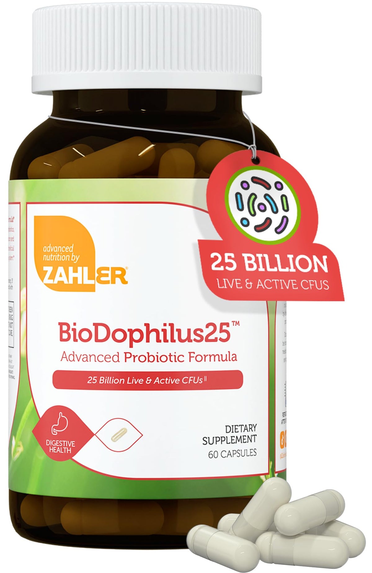 Zahler BioDophilus25, botella de cápsulas para uso diario y digestión equilibrada