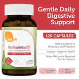 Zahler BioDophilus25 botella vertiendo cápsulas para dosificación diaria
