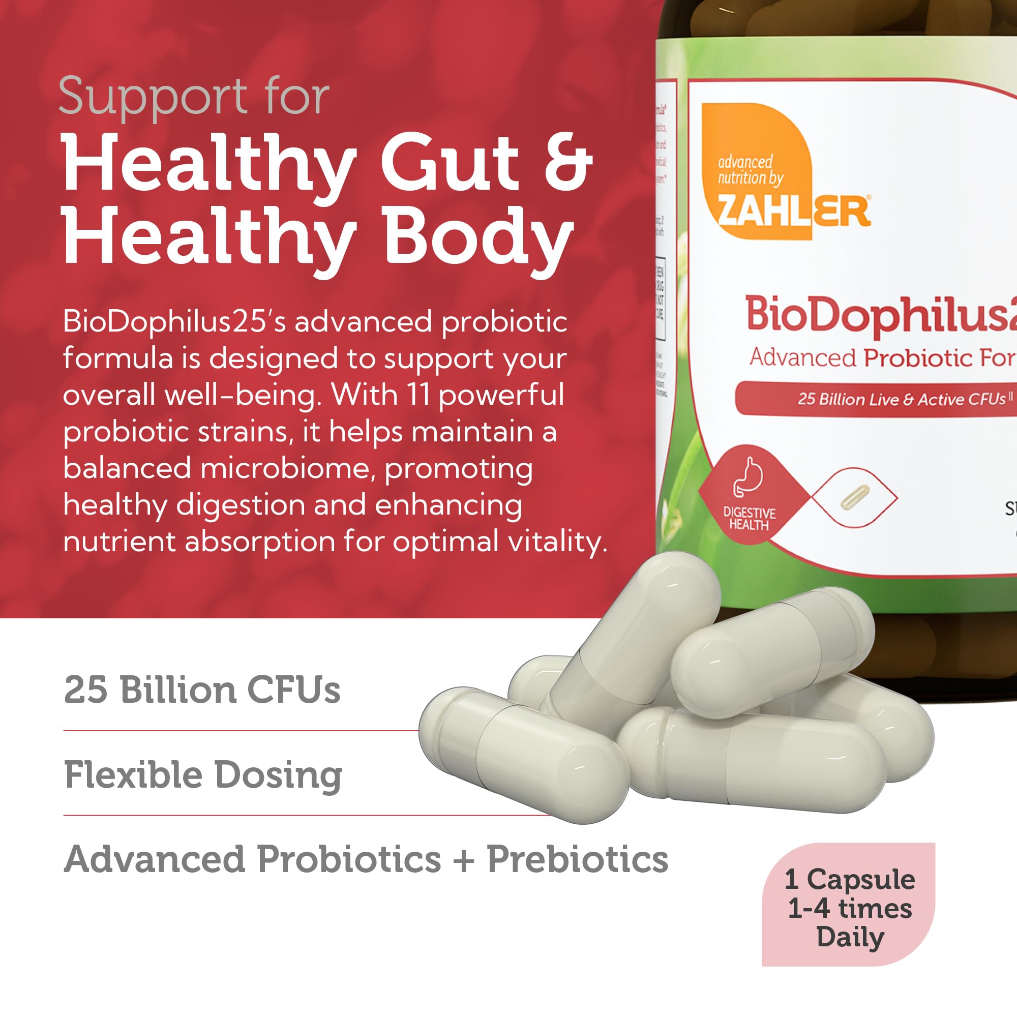 Zahler BioDophilus25, cápsulas digestivas para rutina diaria