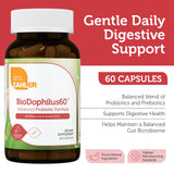Zahler BioDophilus60, etiqueta de ingredientes, información clara sobre cepas y prebióticos.