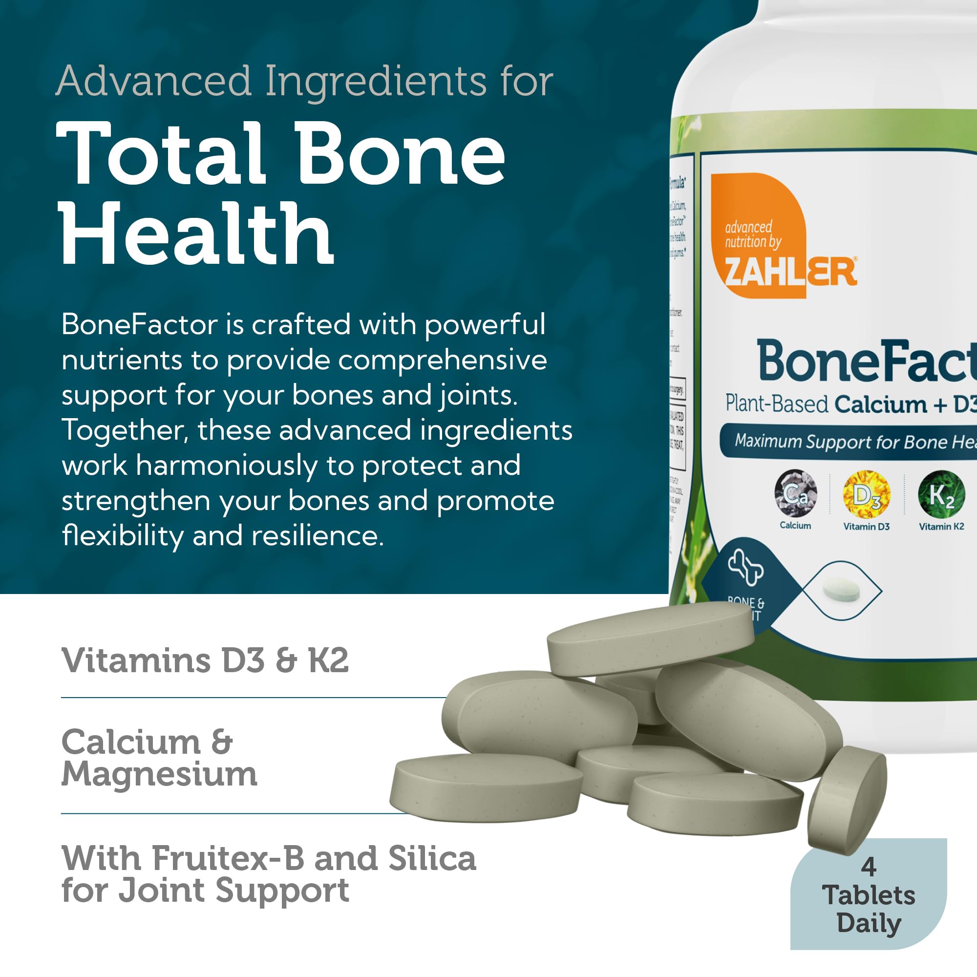 Zahler Bonefactor estroncio para densidad ósea y soporte articular.