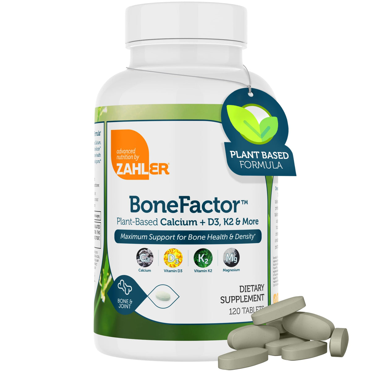 Zahler Bonefactor calcio vegetal para huesos fuertes y articulaciones ágiles.