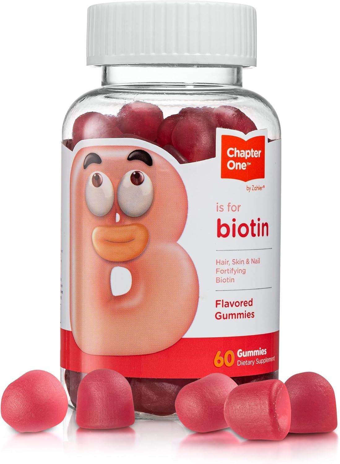 Mano sosteniendo gomitas Zahler Capítulo Uno Biotina, conveniente para consumo diario del cabello.