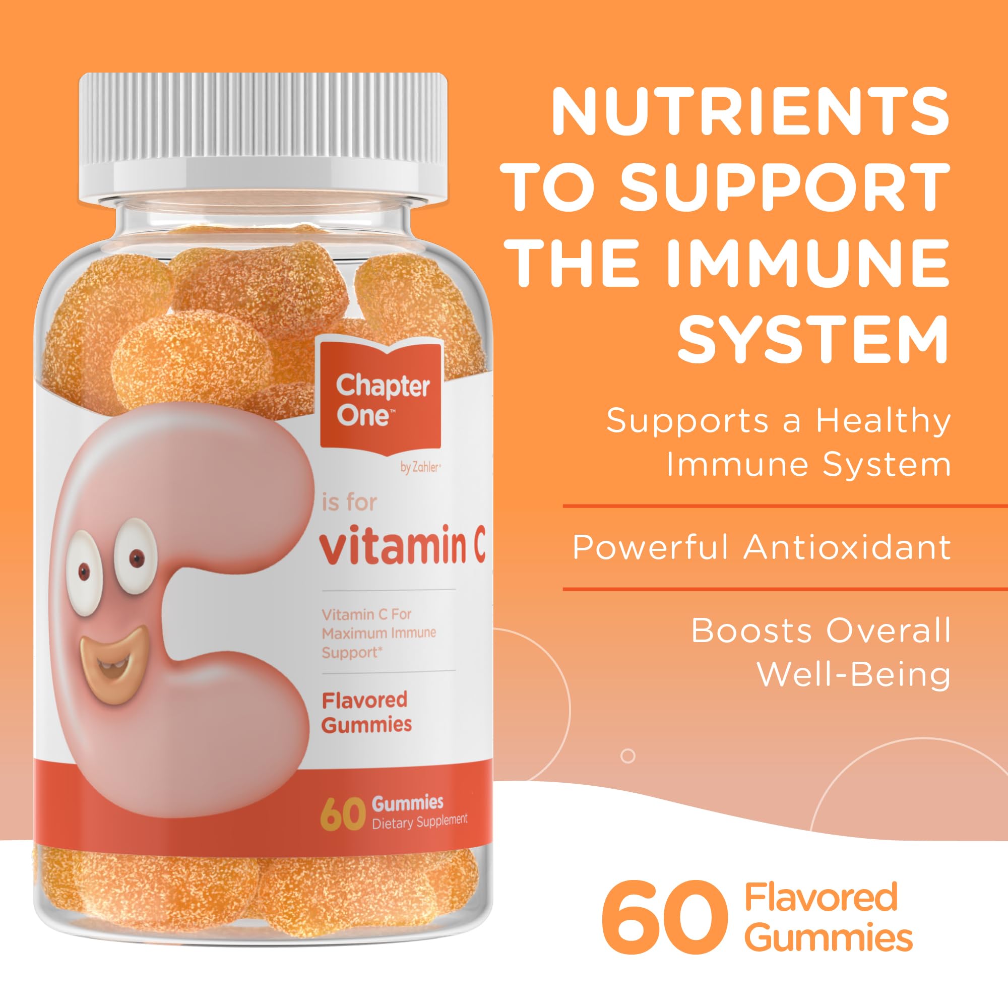 Envase Zahler Capítulo Uno Gomitas Vitamina C, 60 gomitas para la familia