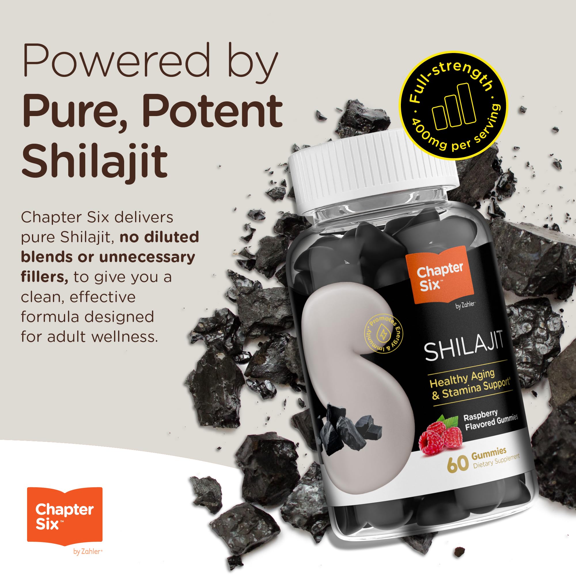 Etiqueta Zahler Capitulo Uno Shilajit revela minerales y acido fulvic