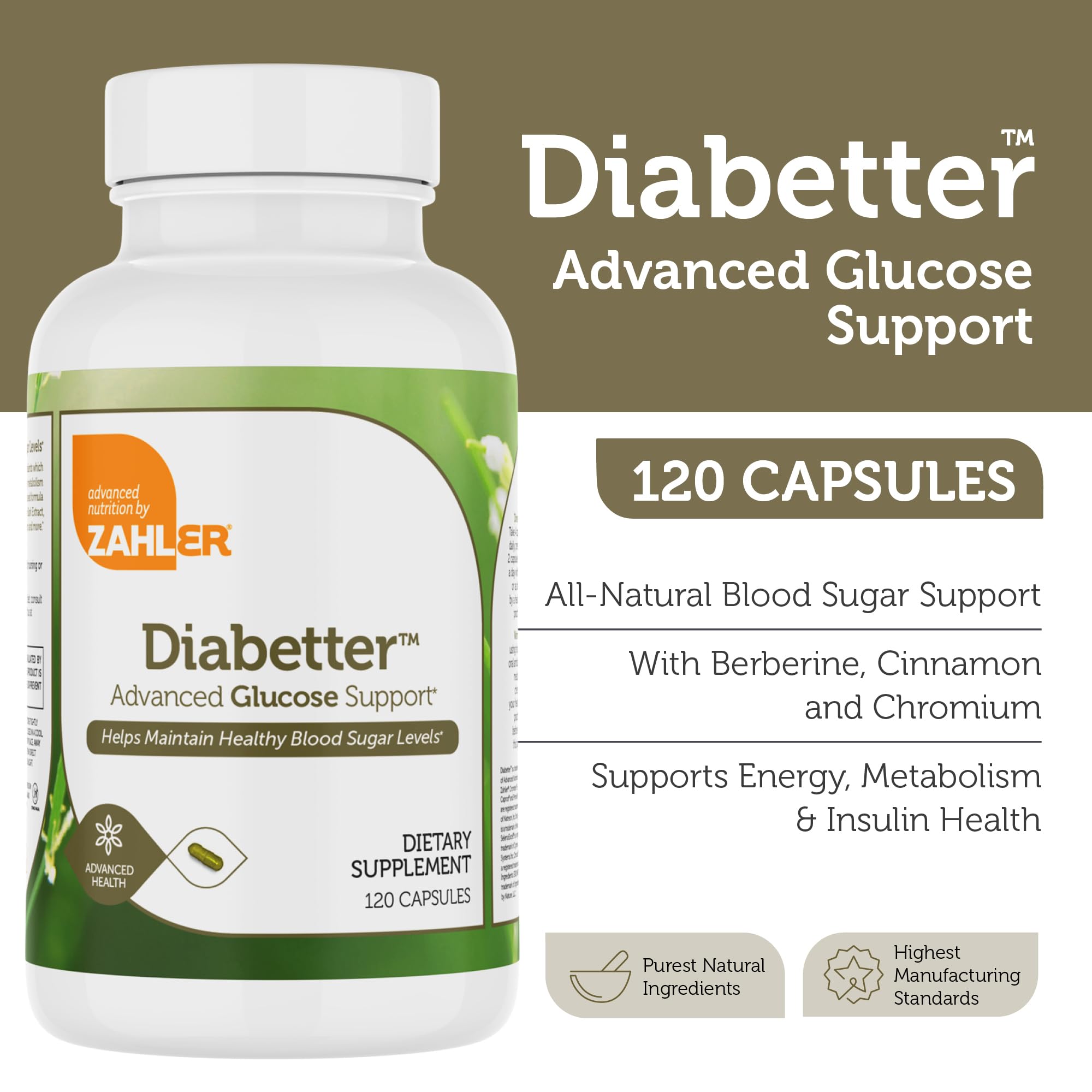 Zahler Diabetter: etiqueta frontal con canela y magnesio