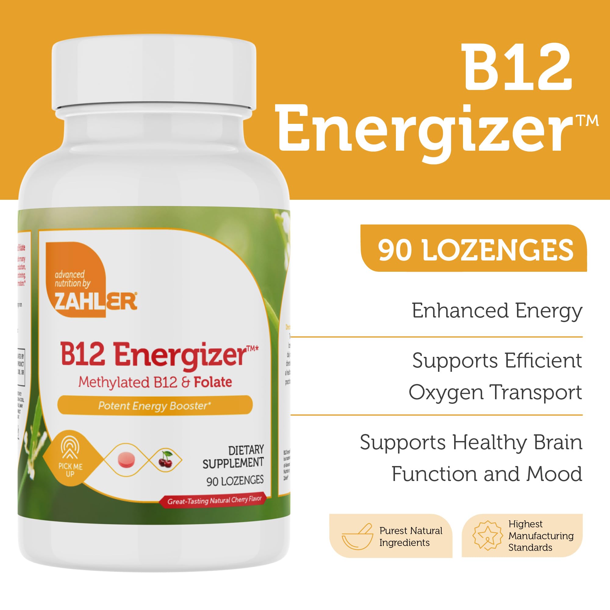 Zahler Energizer, B12 y folato en dosis diaria para vitalidad